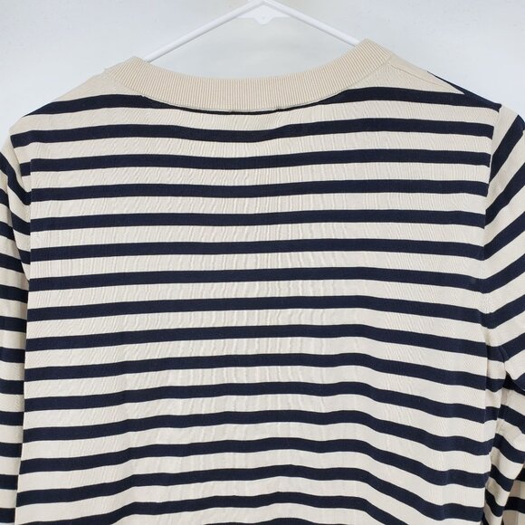 COS Silk Black and White Striped Mixed Media Long Sleeve Knit Sweater Medium - Picture 11 of 12
